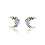 Nightshade Moon silver stud earrings by Fable England, front view product shot