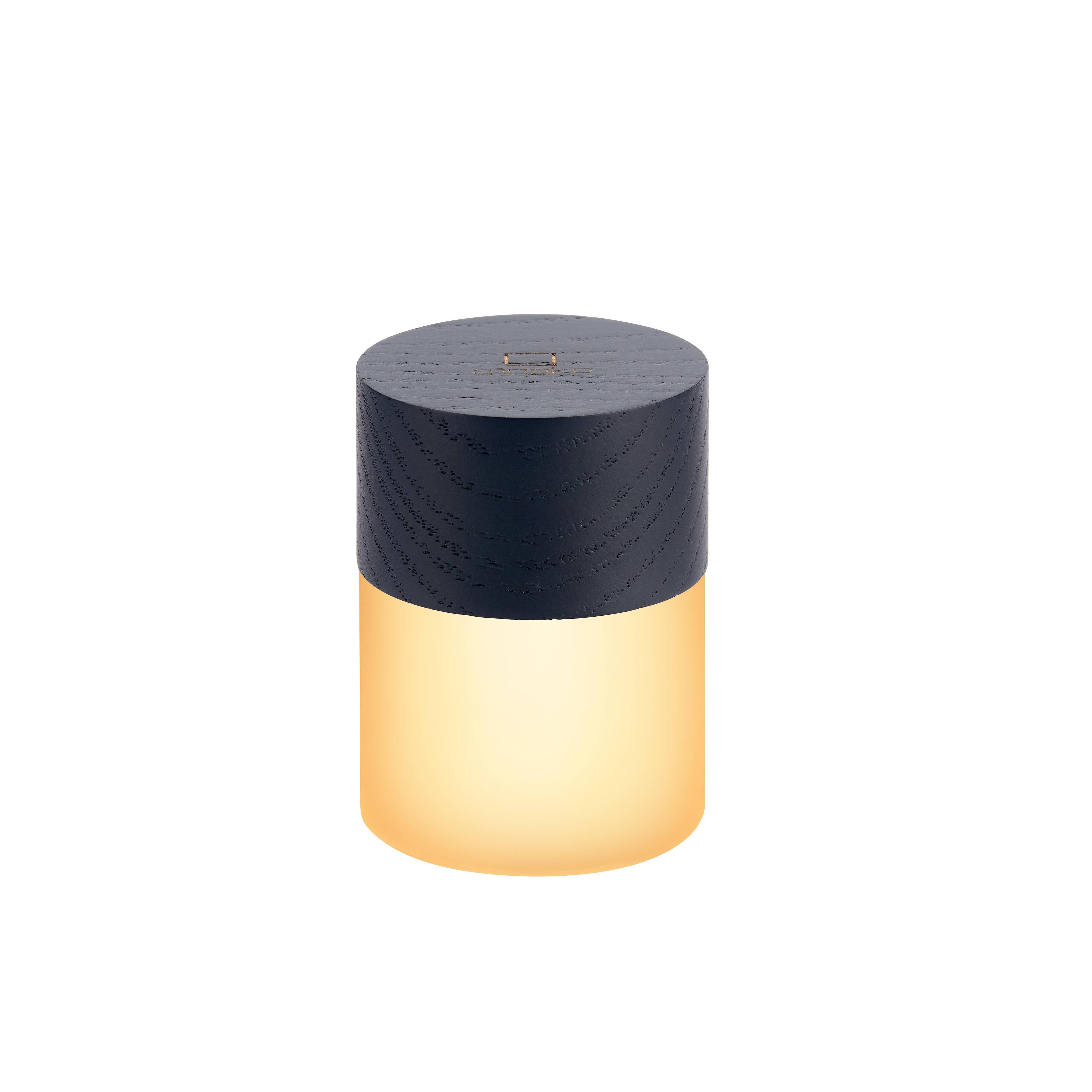 Lemelia large light with dark wood top glowing warm white on white background
