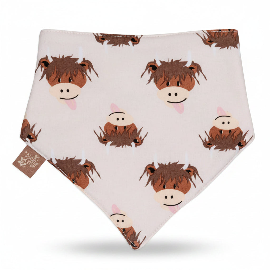 Neutral Hamish Highland Cow Bib