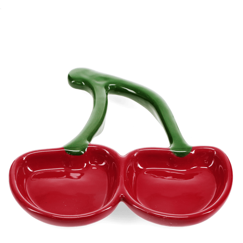 Cherry ceramic trinket dish front view on white background