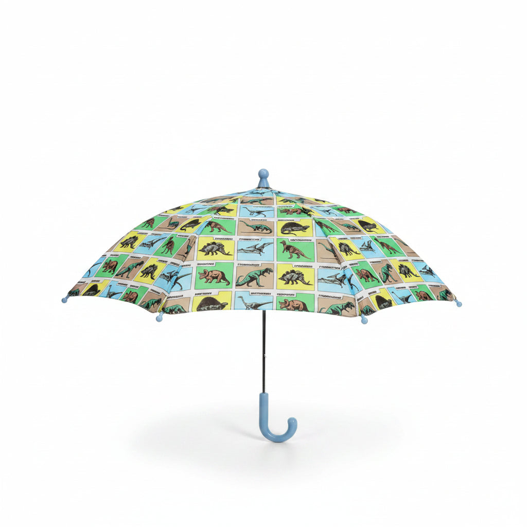 Prehistoric Land dinosaur umbrella open showing colourful pattern