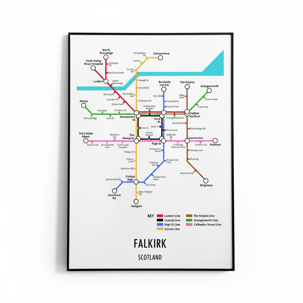 A6 Falkirk Scotland Underground Style Transport Print