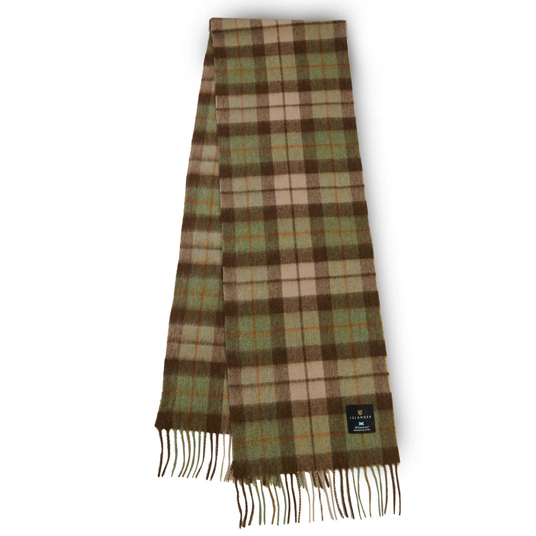 Full-length Chestnut Tartan Lambswool Scarf in chestnut check design