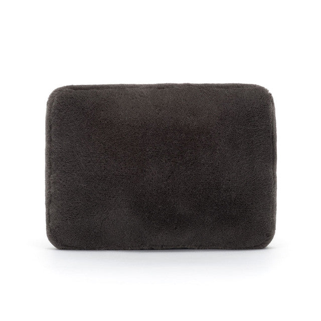 Back View: Backside of the Jellycat Amuseables Cassette Tape showcases the soft black fur.