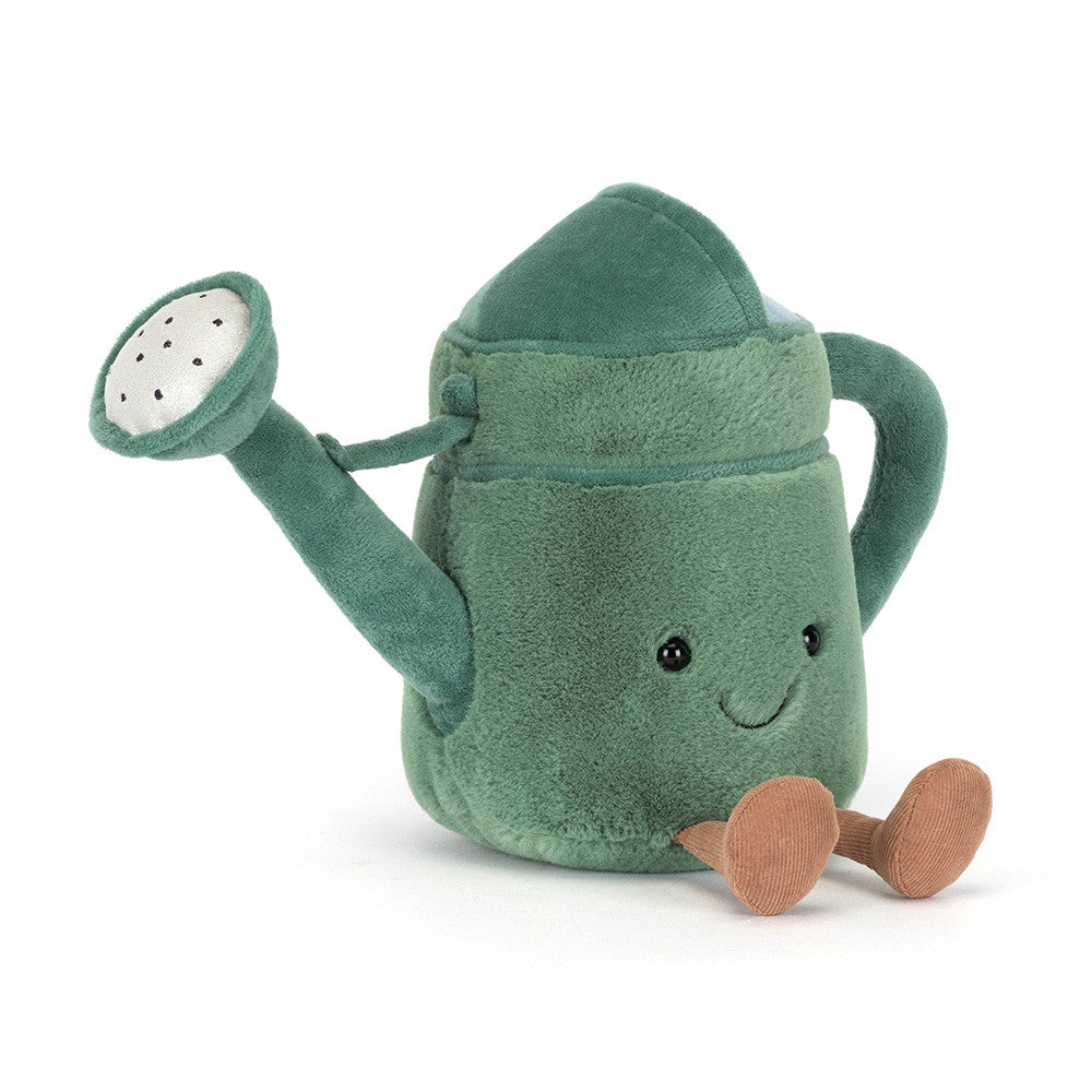Jellycat watering can soft toy showing smiley face on white background