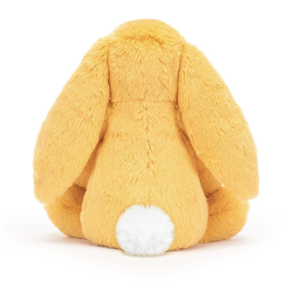Jellycat Bashful Sunshine Bunny back view with white bobtail on white background