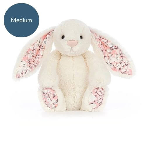 Medium Jellycat Blossom Cherry Bunny front view on white background