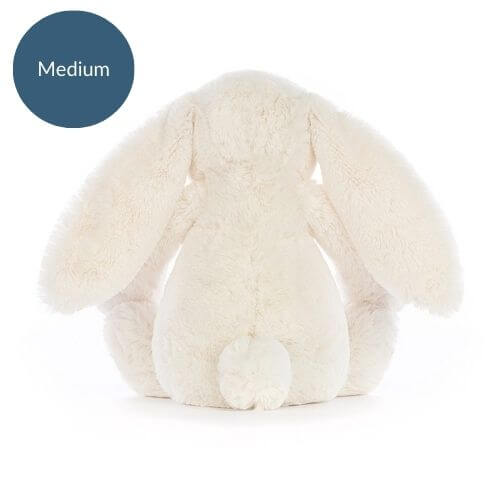 Medium Jellycat Blossom Cherry Bunny back view showing fluffy tail