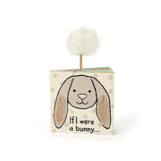 Children's book from Jellycat which as the face of a rabbit on the from and a fuzzy tail bookmark.