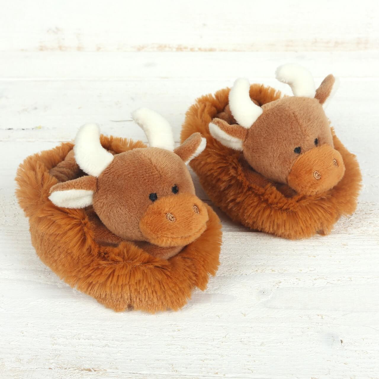 Highland Coo baby slippers