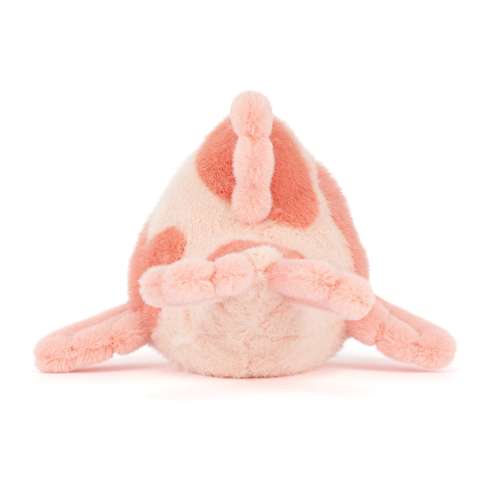 Rear view of Fancy Carp plush showing tail fins and dorsal fin