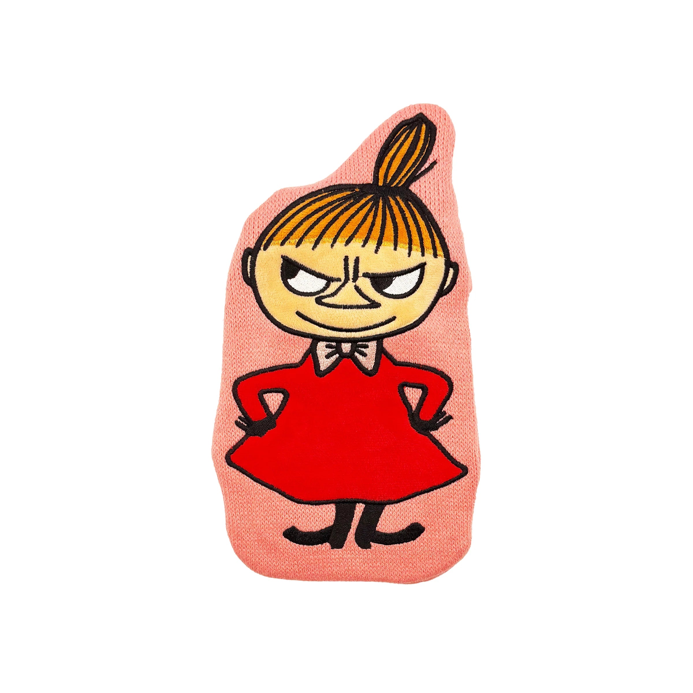Front product shot of Little My Mini Hot Water Bottle with appliqué design.
