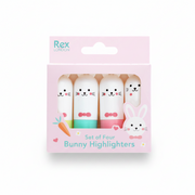 Mini bunny highlighters set of four in retail packaging