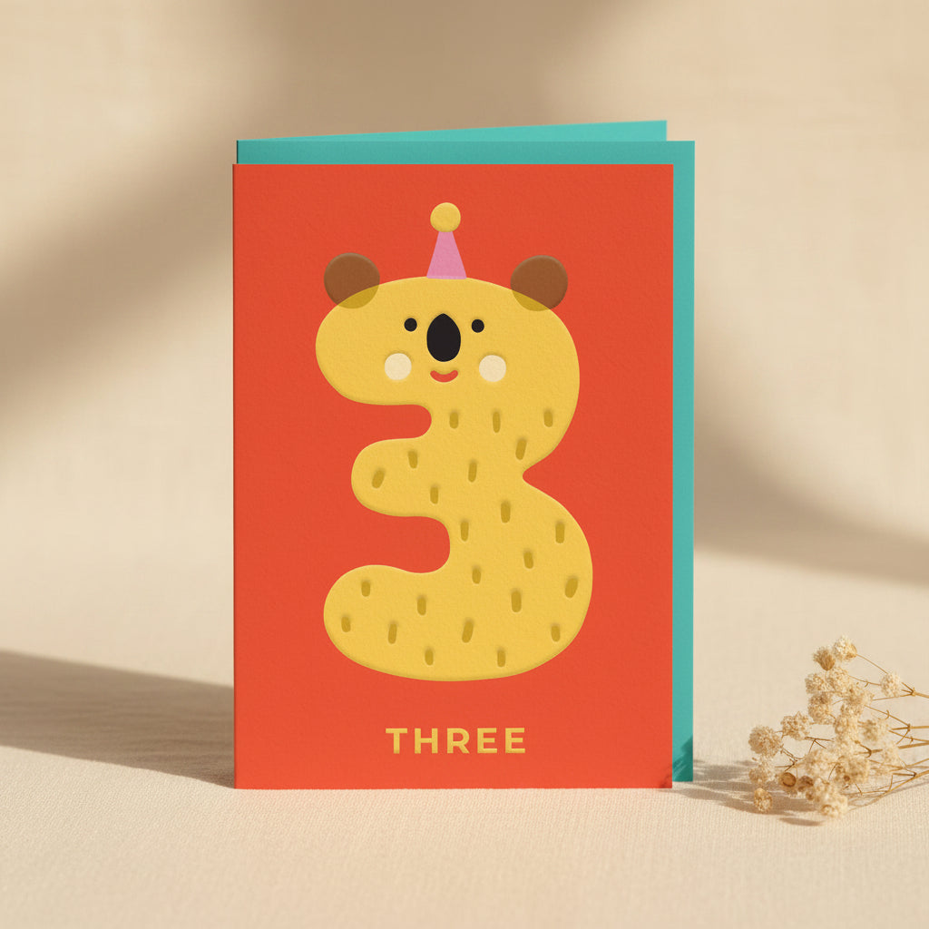Age 3 Koala Birthday Card