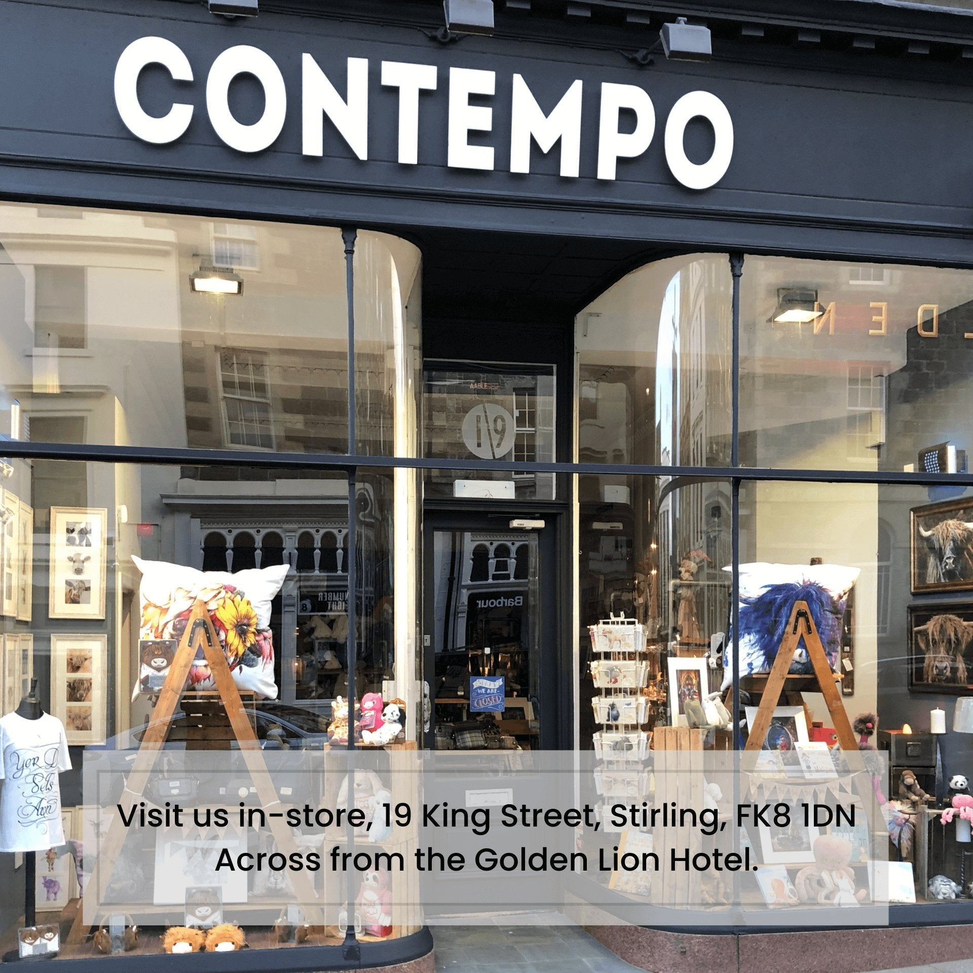 Contempo gift shop storefront in Stirling with window display showing gifts and homeware