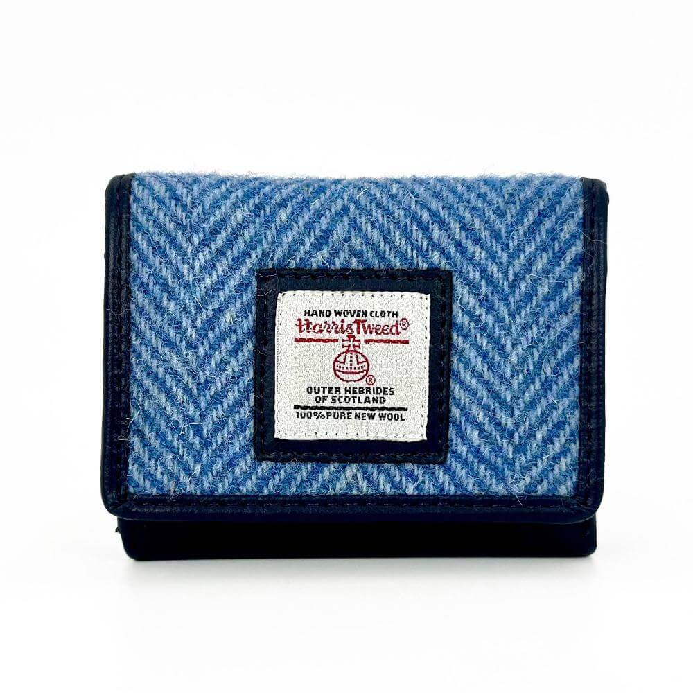 Sky Blue Harris Tweed Trifold Purse by Maccessori