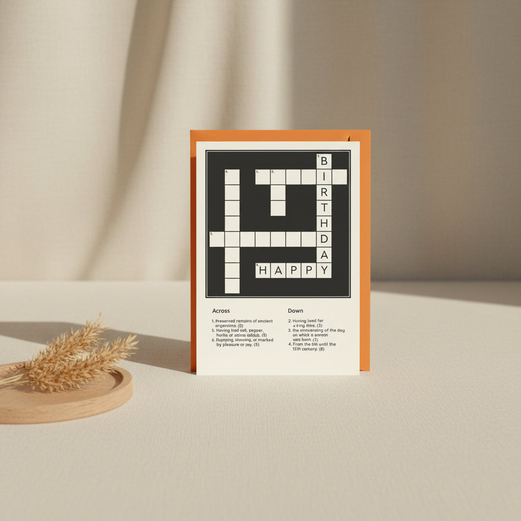 Crossword puzzle with 'Happy Birthday' on a white background