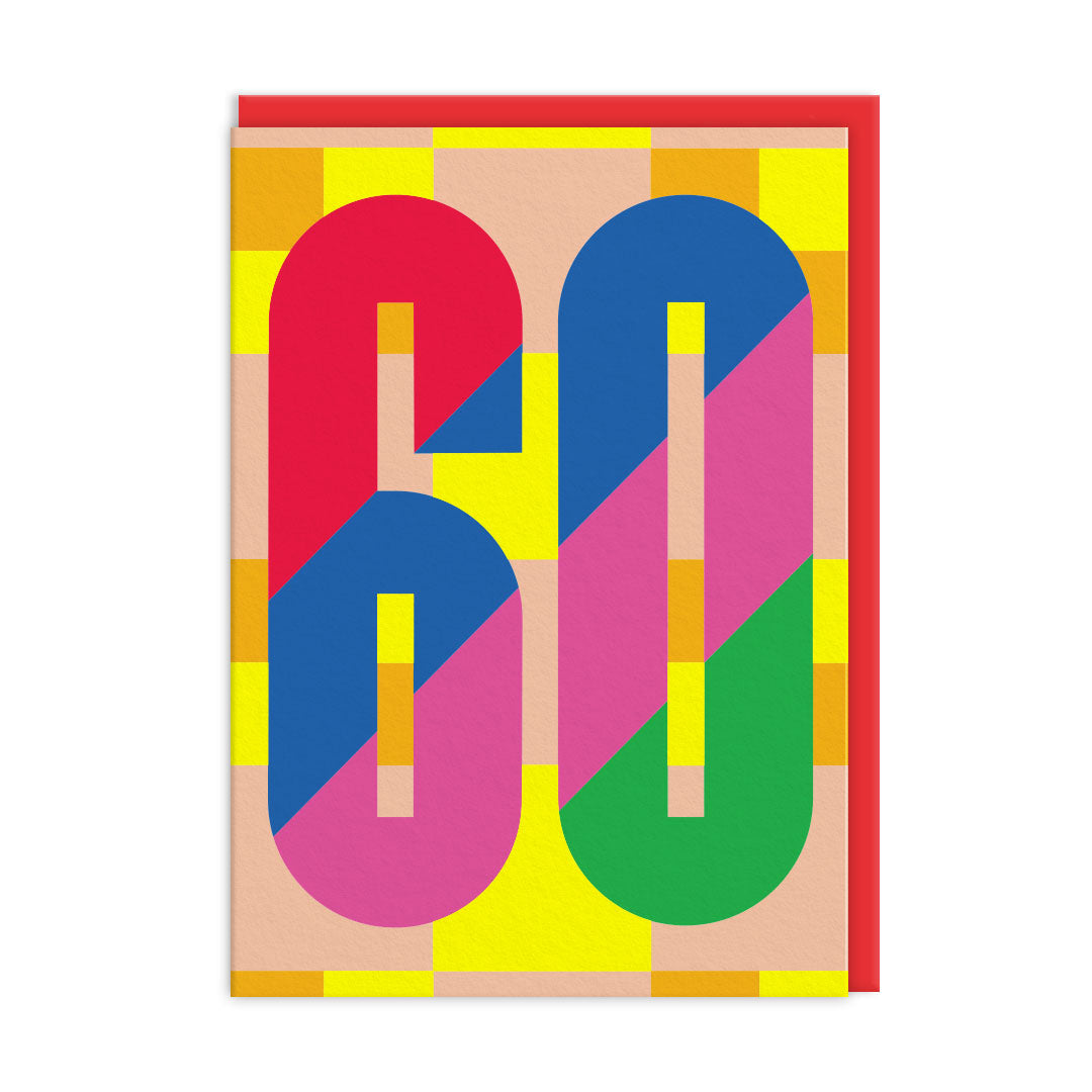 Colorful geometric design with the number '60' on a white background