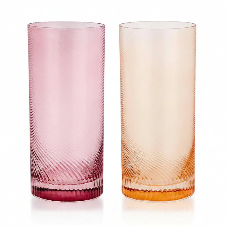 Coloured Highball Glass Tumblers & Peach