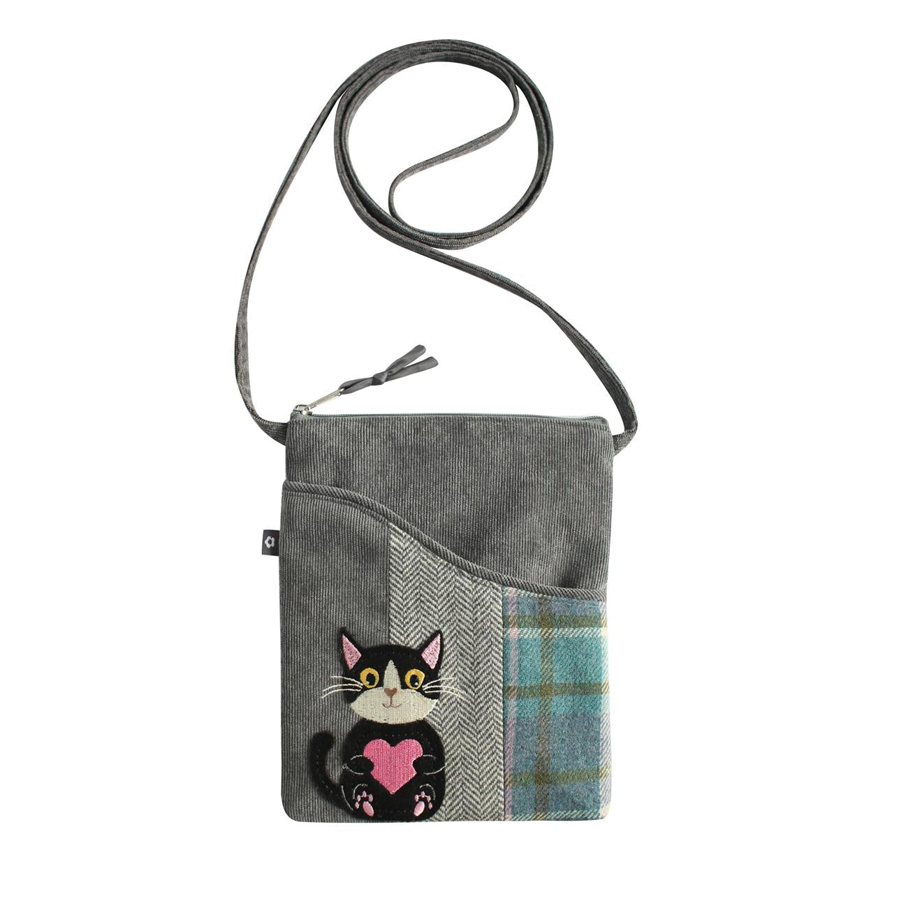 Cat and Flower Applique Crossbody Sling Bag