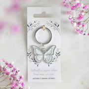 Butterflies Appear enamel keyring on backing card