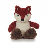 Deep red fox Snuggable Hottie plush sitting upright on a white background