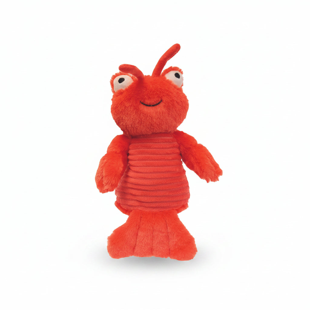 Bright red lobster Snuggable Hottie plush with swing tag on a white background