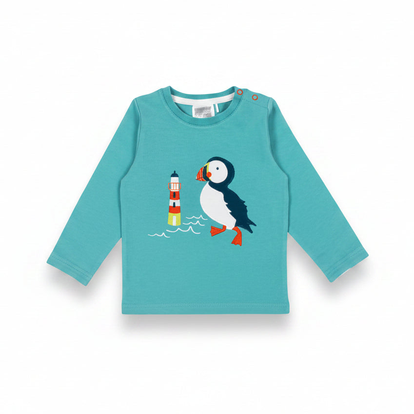 Flat shot of the Kenzie the Puffin outfit showing top, leggings and socks together
