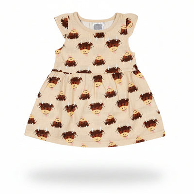 Summer Neutral Highland Cow Dress
