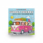 Cuddly Friends cover showing animals riding in a pink camper van