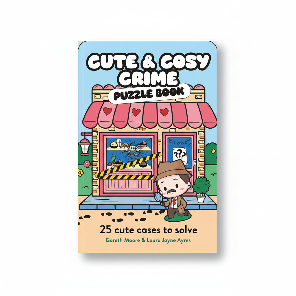 Cute and Cosy Crime Puzzle Book cover showing a bakery crime scene