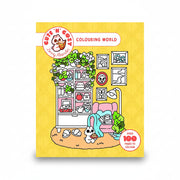 Cute n Cozy Colouring World cover showing a bunny bedroom on yellow