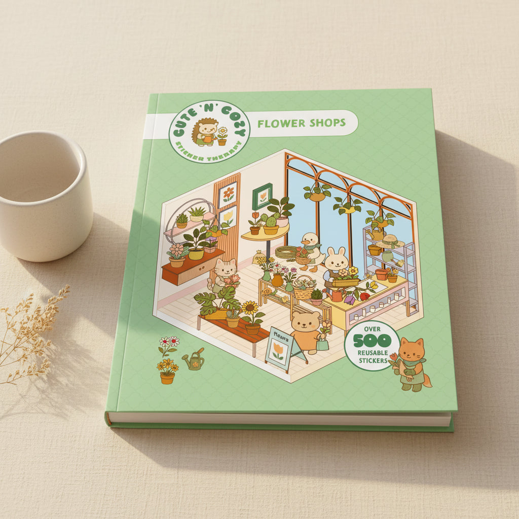 Sticker Therapy Flower Shops cover with a cutaway florist on green