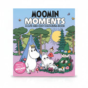 Moomin Moments cover with Moomin characters camping under a moon