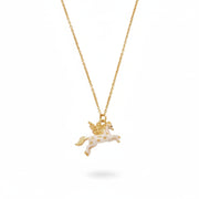 Pegasus necklace with hand-painted winged horse on a gold chain