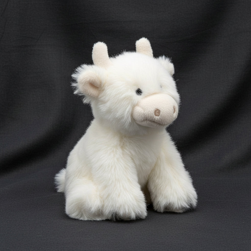 Mini Scottish Highland Cow Soft Plush Toy Cream - 13CM