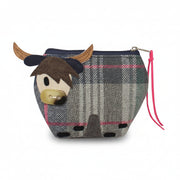 Drem tweed cow purse side view showing herringbone pattern