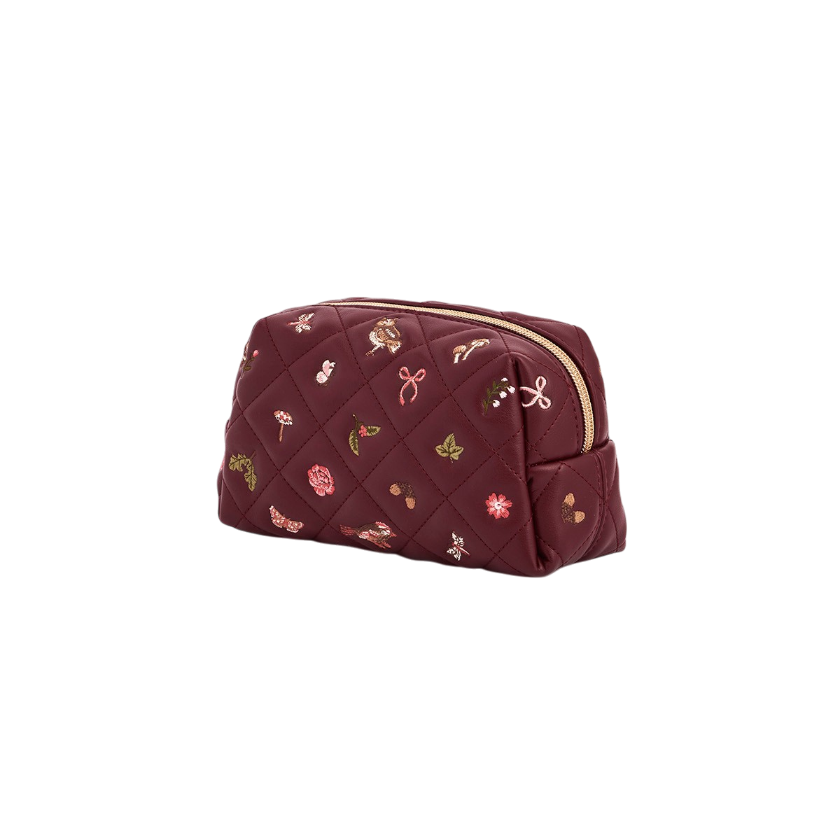 Burgundy quilted pouch front view