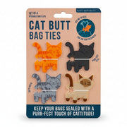 Cat Butt Bag Ties pack showing four cat-shaped reusable clips