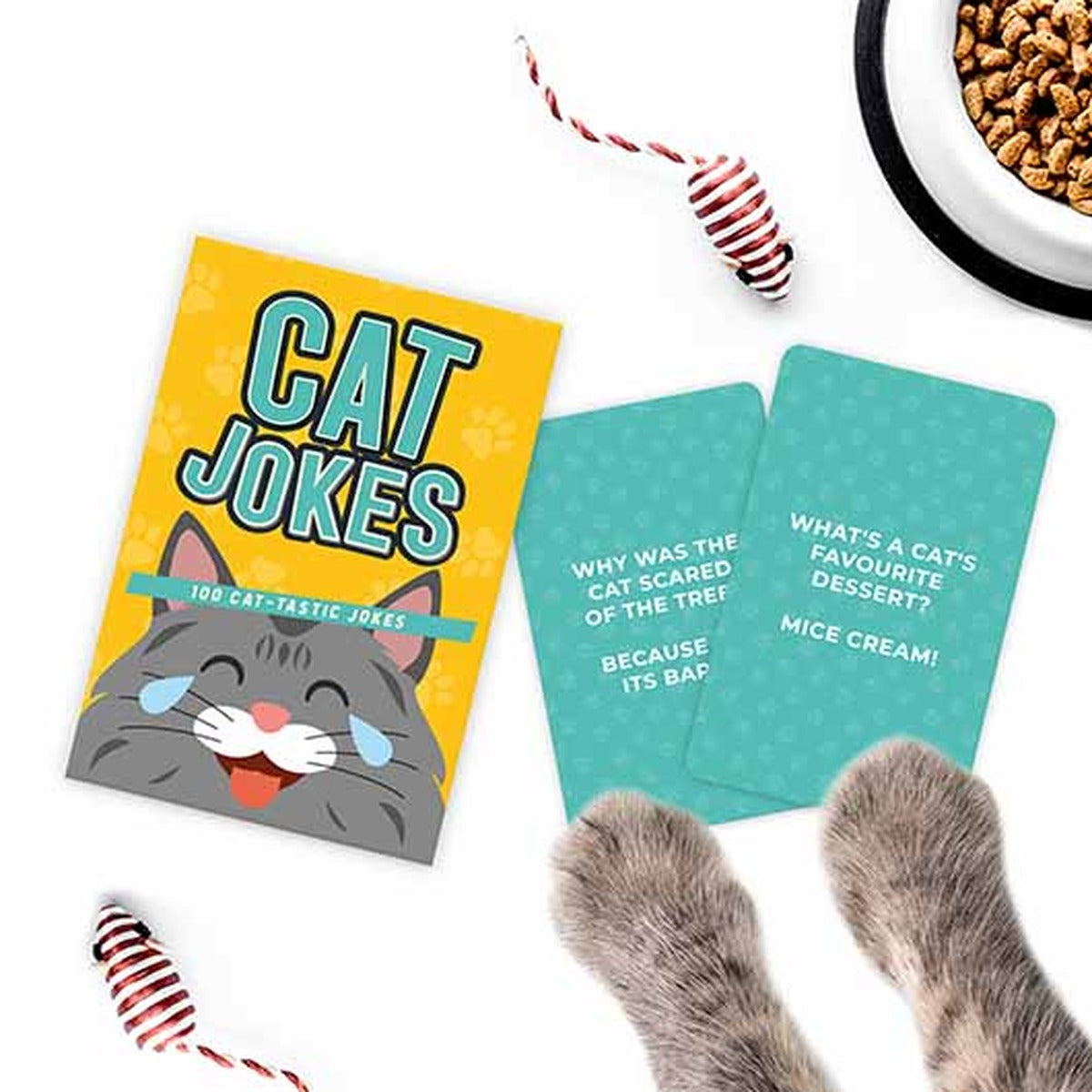 Cat Jokes pack with joke cards and cat paws reaching in