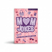 Mum Jokes card pack on a pink flat lay with sunglasses and lipstick