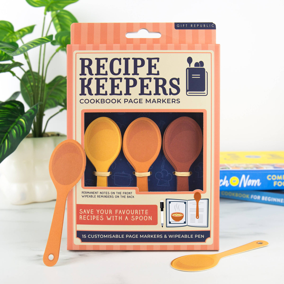 Recipe Keepers cookbook page markers pack with spoon markers beside it