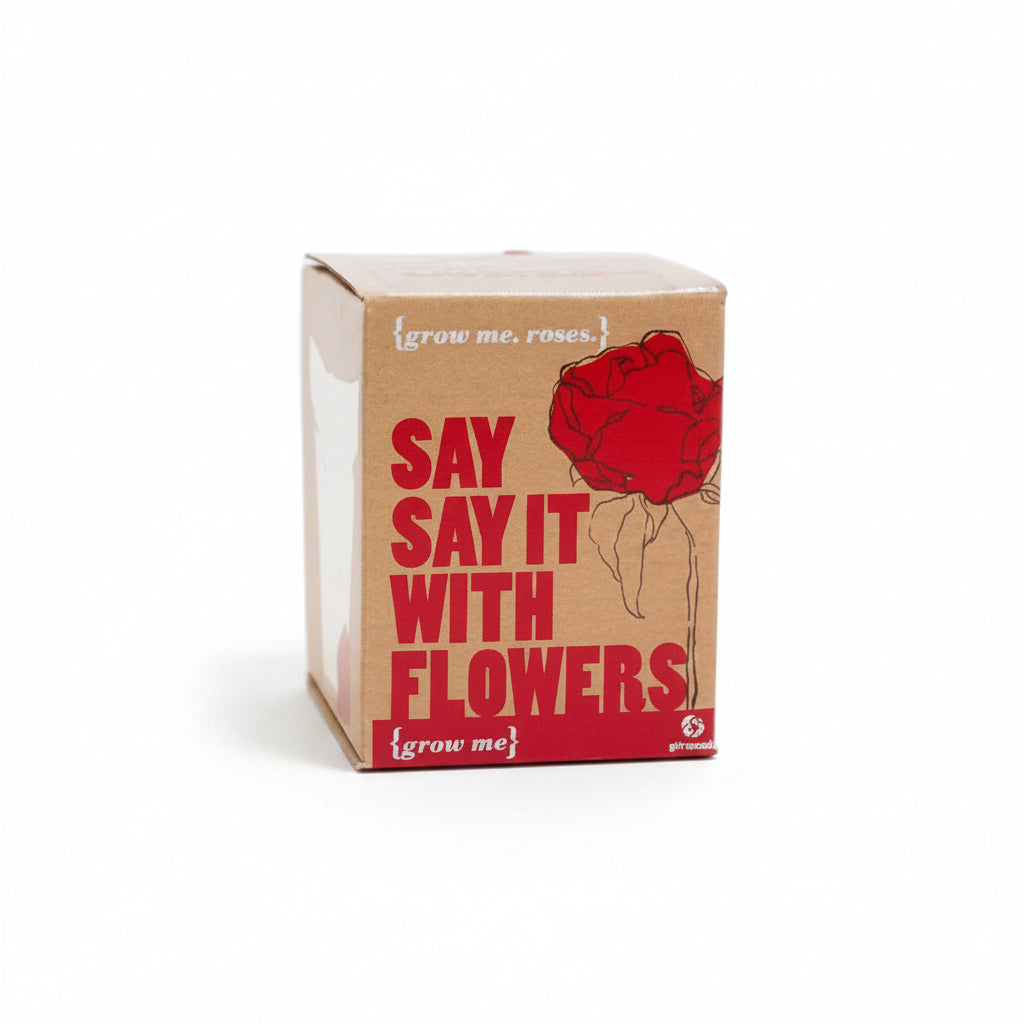 Say It With Flowers grow me gift box with a red rose design