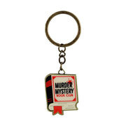 Red enamel book-shaped keyring on an antique finish split ring and chain