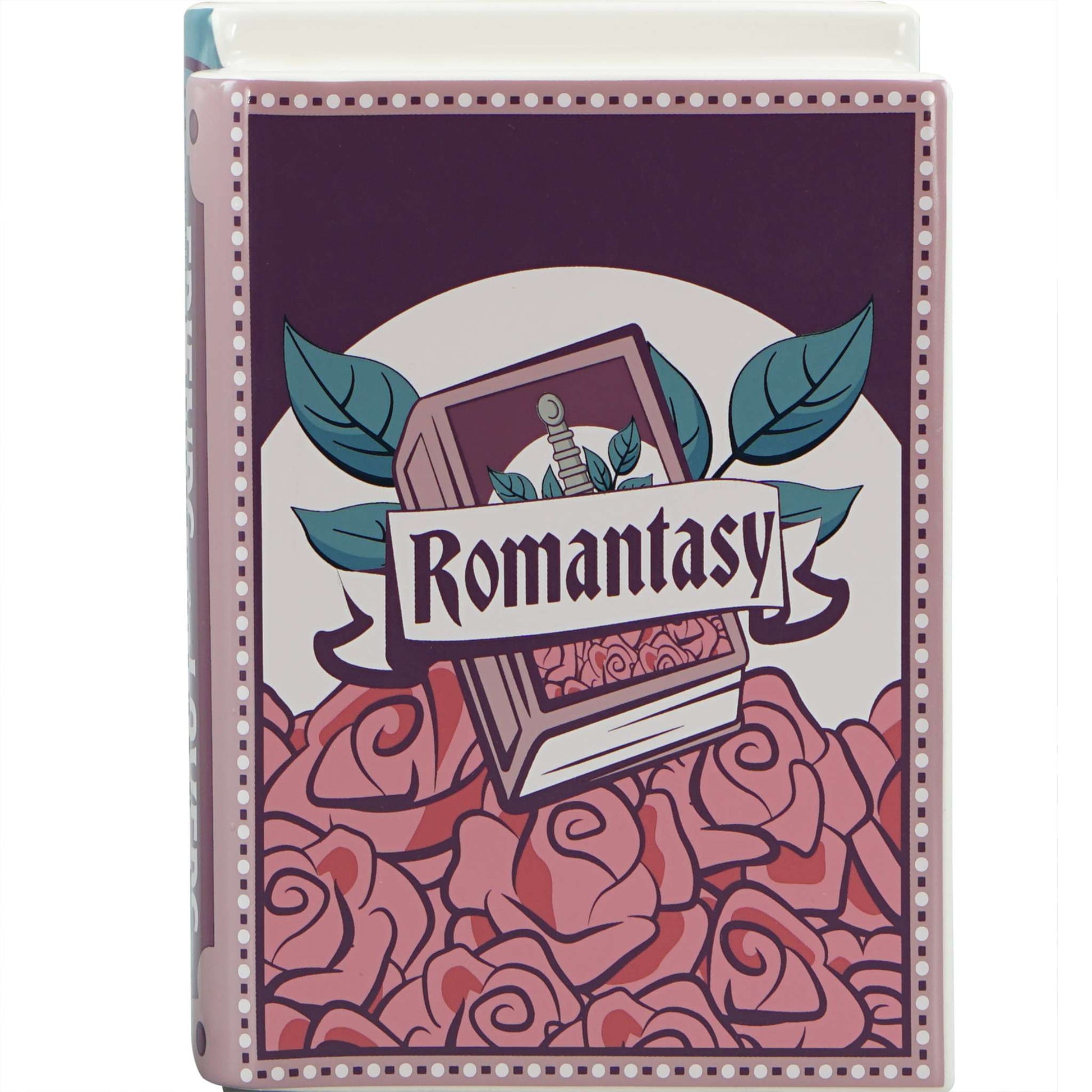 Romantasy gift box artwork with roses and an open book