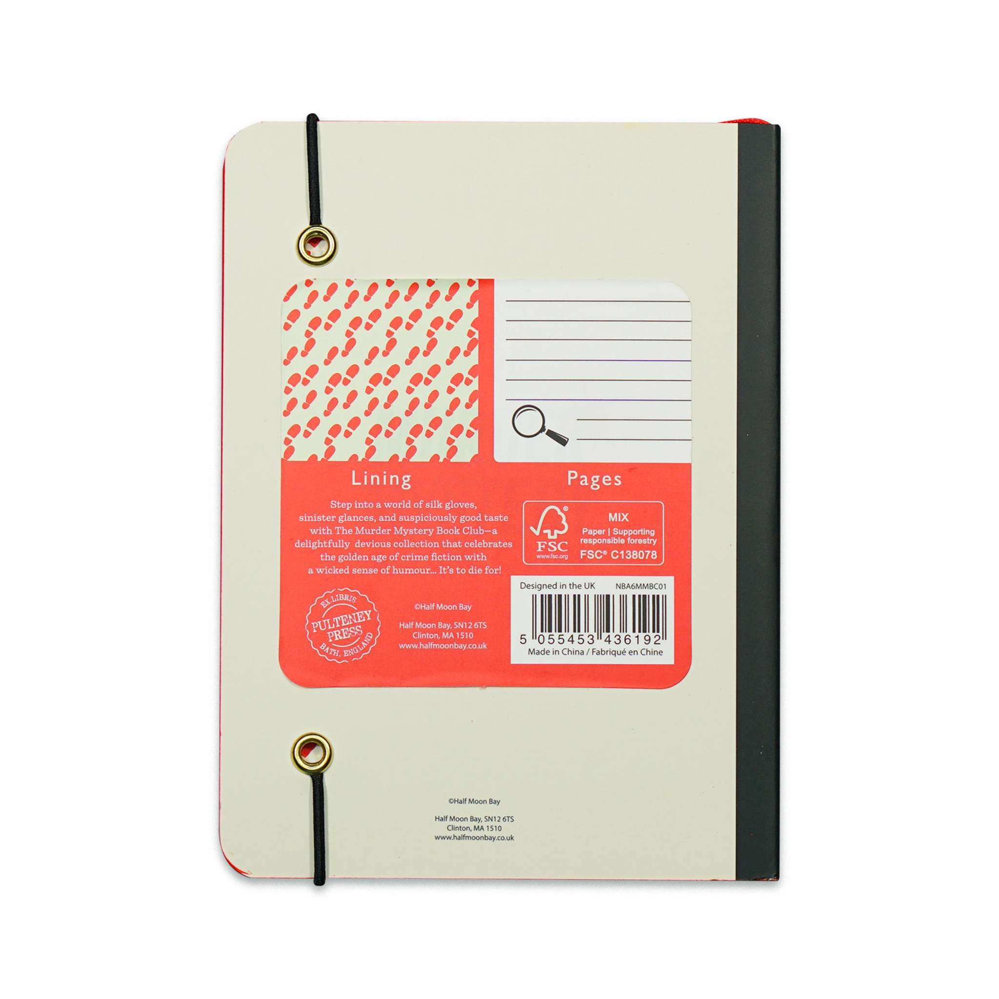 Reverse of the notebook showing the page count and specification