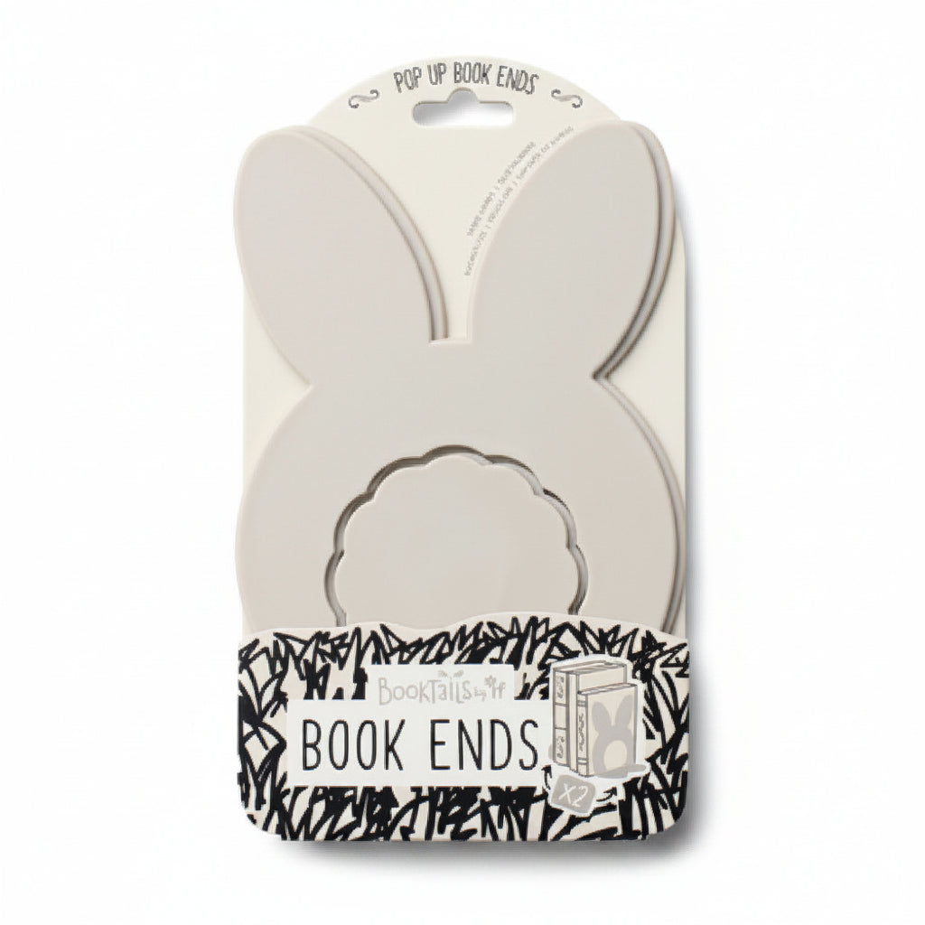 Bunny BookTails bookends folded flat on their printed backing card