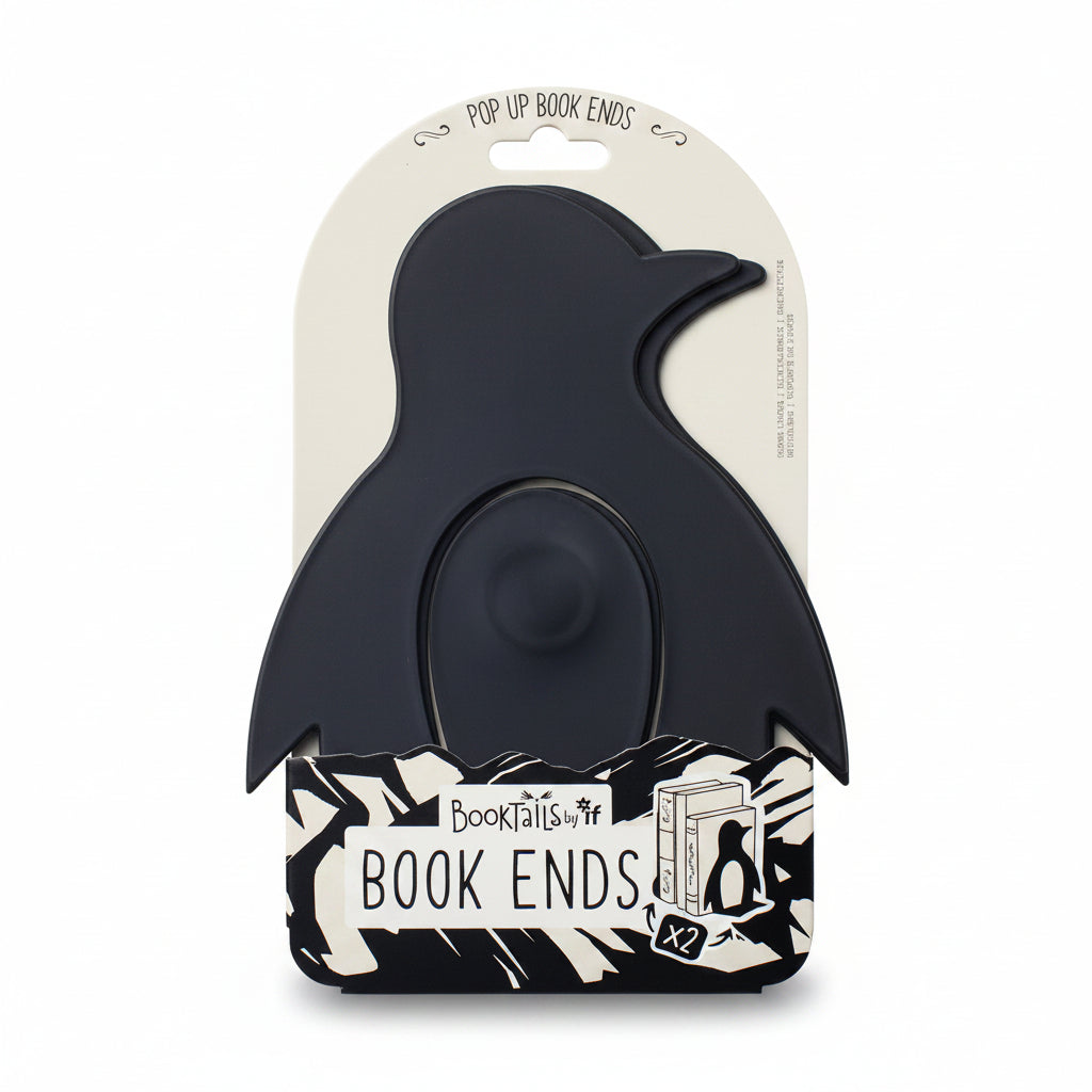 Penguin BookTails bookends folded flat on their printed backing card