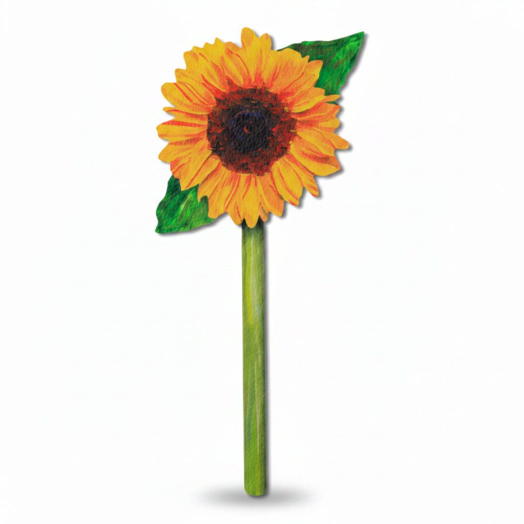 Sunflower bookmark front view and close-up on white background