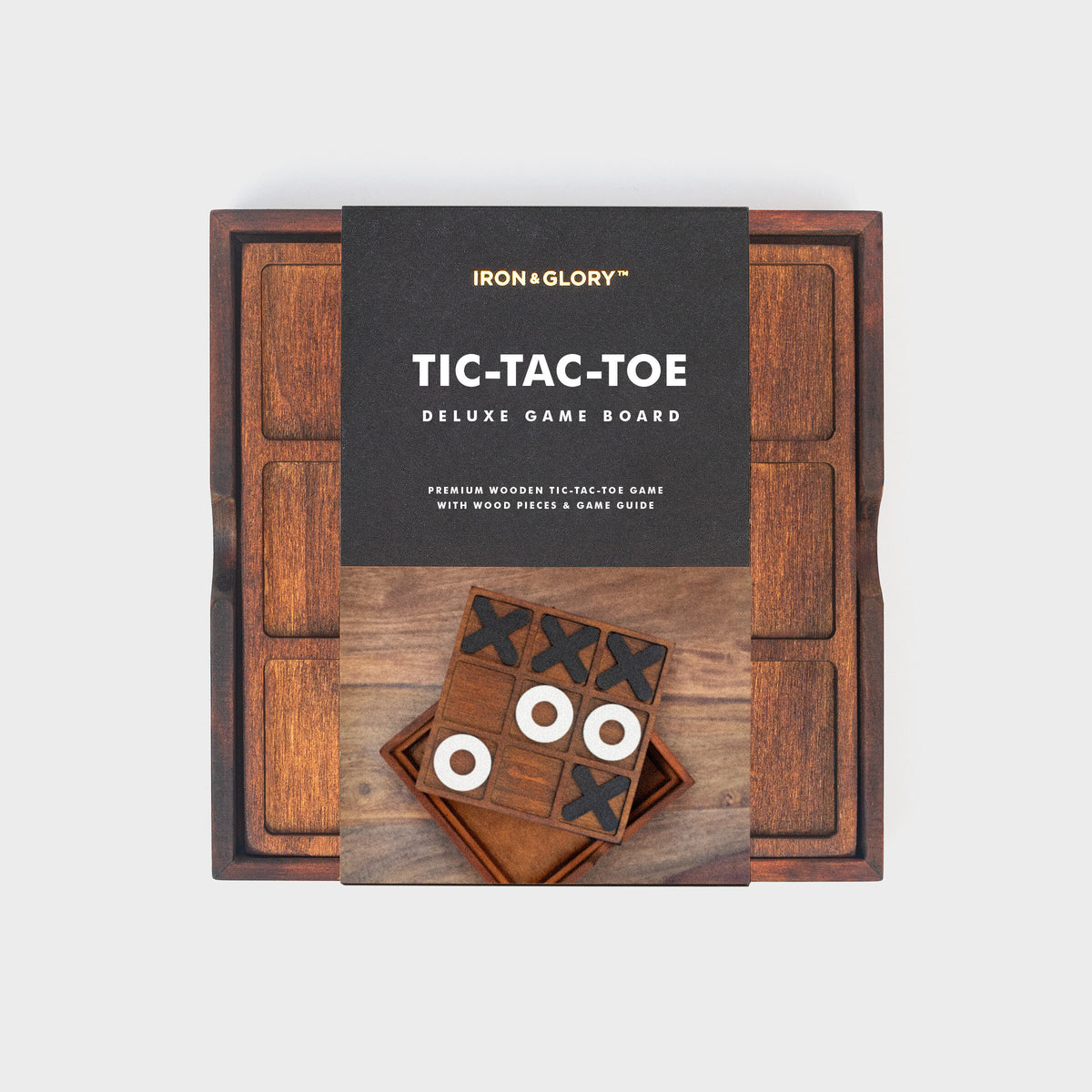 Iron & Glory deluxe tic tac toe game board in its retail packaging